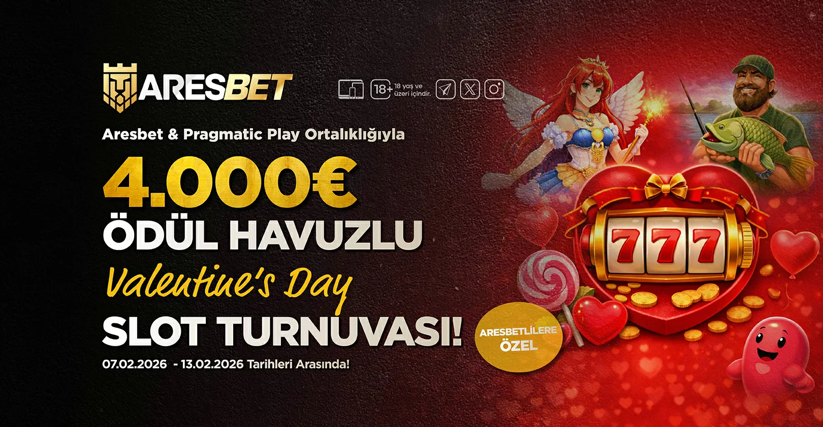 Aresbet 4.000€ Ödüllü Valentine's Day Özel Slot Turnuvası!