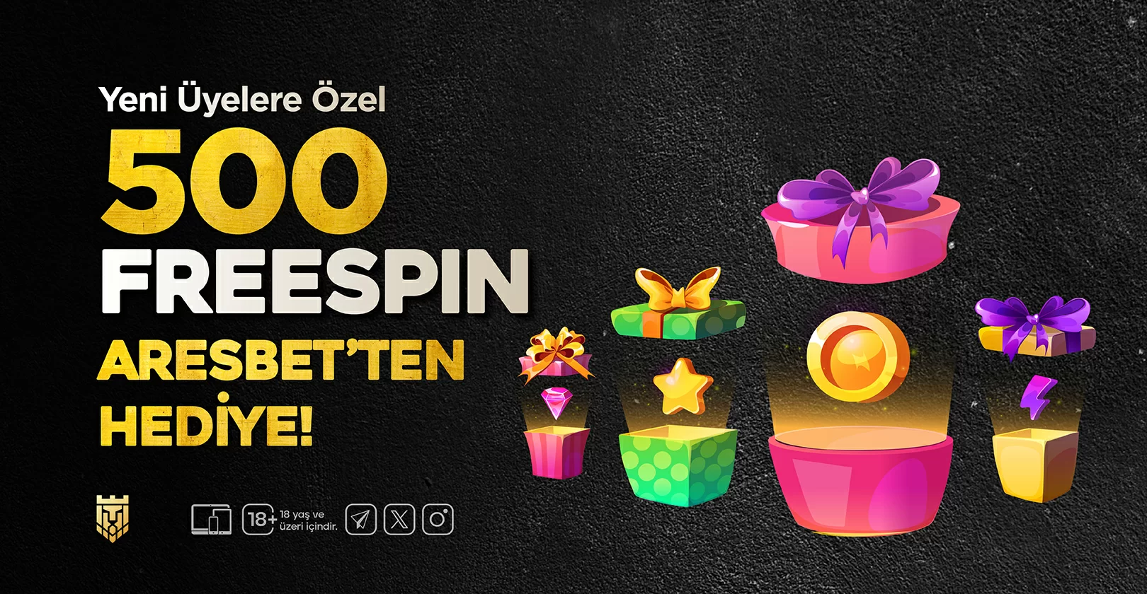 Aresbet Yeni Üyelere Özel 500 Freespin Deneme Bonusu!