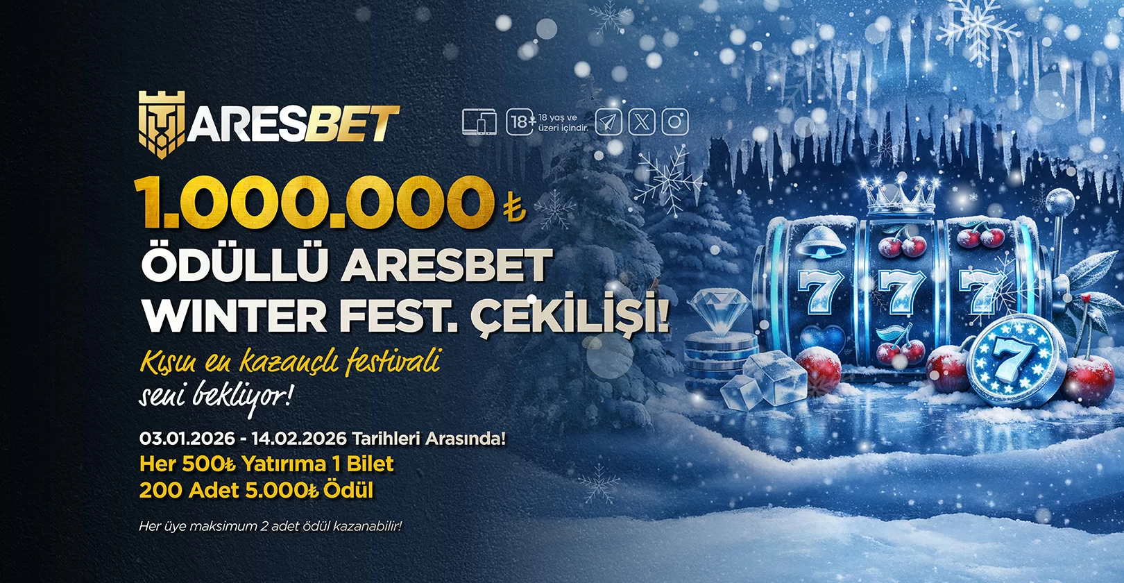Aresbet 1.000.000₺ Ödüllü Aresbet Winter Fest. Çekilişi!